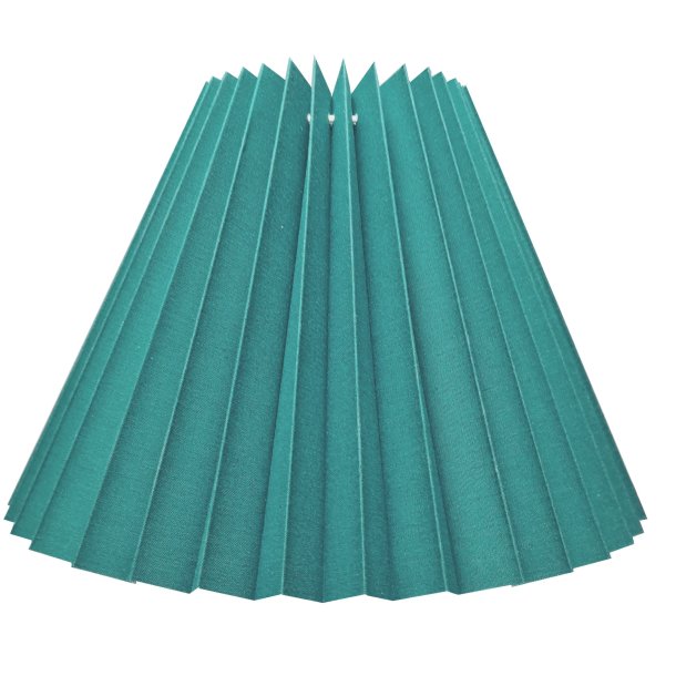 36 alle str. lampeskrm pliss&eacute; i mrk petrol bomuld A modeller