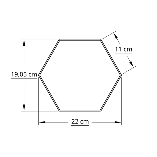 6 kantet 20,0 cm hvid
