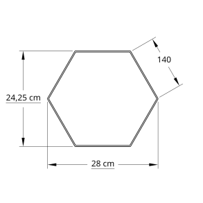 6 kantet 25,0 cm hvid