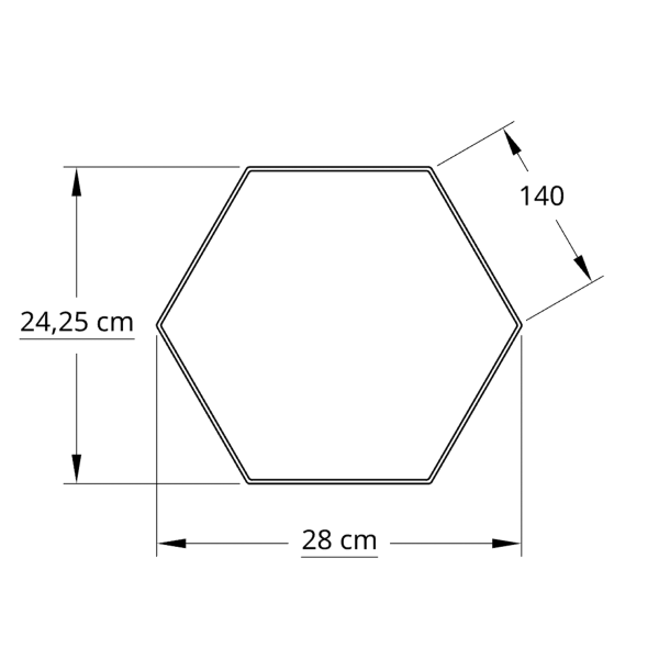 6 kantet 25,0 cm hvid