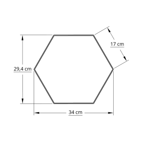 6 kantet 30,0 cm hvid