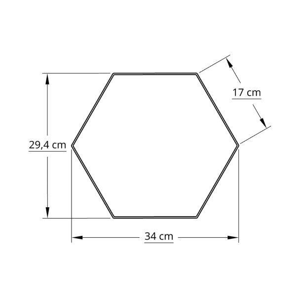 6 kantet 30,0 cm hvid