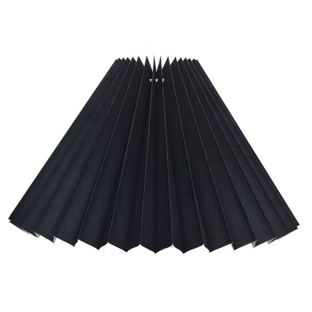 Alle str. Lampeskrme Pliss&eacute; sort bomuld.