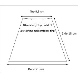 Pliss 9,5x18x25 rd bomuld L-E14