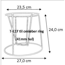 Pliss&eacute; lampeskrm stativ 23,5x24x27 (27 cm) T-E27